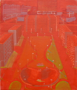 Sídliště I / Housing estate I, akryl na plátně / acrylic on canvas, 100X90, 2008