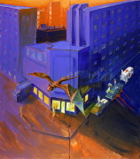 Zmatený kaloň / Confused flying fox, akryl na plátně / acrylic on canvas, 185 x 161,5, 2019