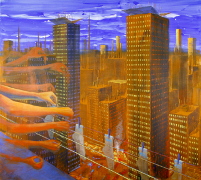  Noc ve větším městě / Night in a larger city, akryl na plátně / acrylic on canvas, 170X190, 2023