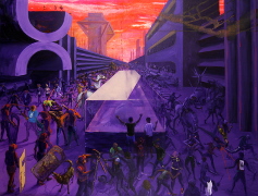 Purpurová bitva / Purple battle, akryl na plátně / acrylic on canvas, 170X220, 2023